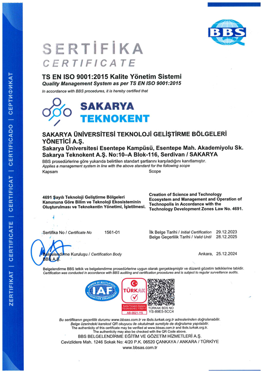 SAKARYA TEKNOKENT TS EN ISO9001