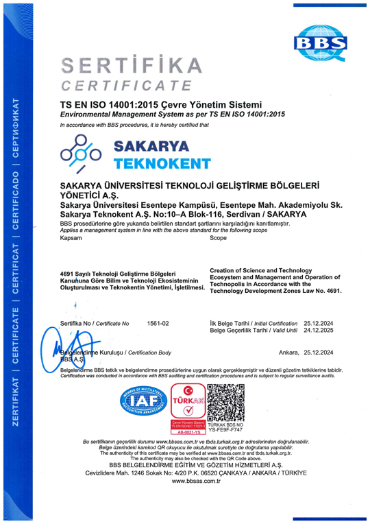 SAKARYA TEKNOKENT TS EN ISO14001-2015