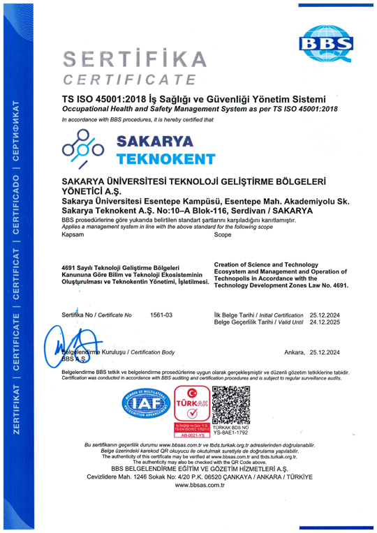 SAKARYA TEKNOKENT TS ISO45001